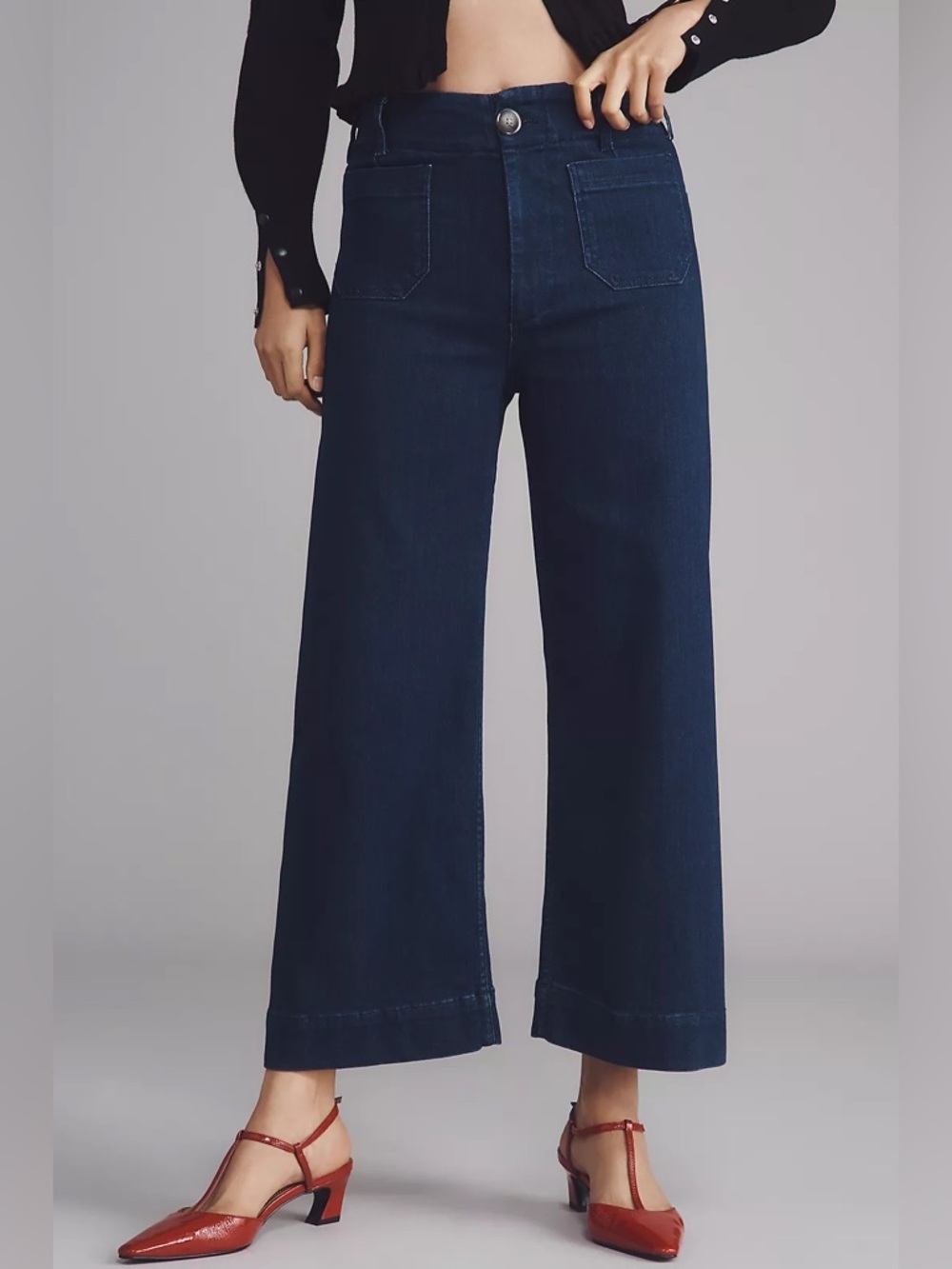 NWT ANTHROPOLOGIE The Colette Crop High Rise Wide Leg Jeans by Maeve 26W - Picture 11 of 16